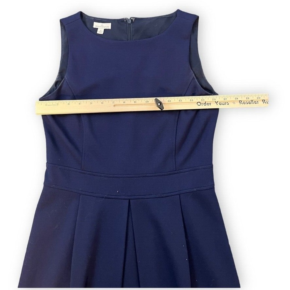 LL Bean Signature Ponte Dress Women 4 Blue Pleated A Line Midi Dress Read *item* - Picture 5 of 13